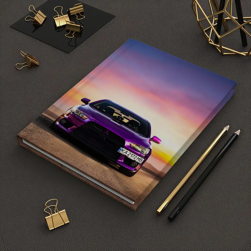 Mitsubishi Lancer Purple Car Sunset Sky – Notebooks