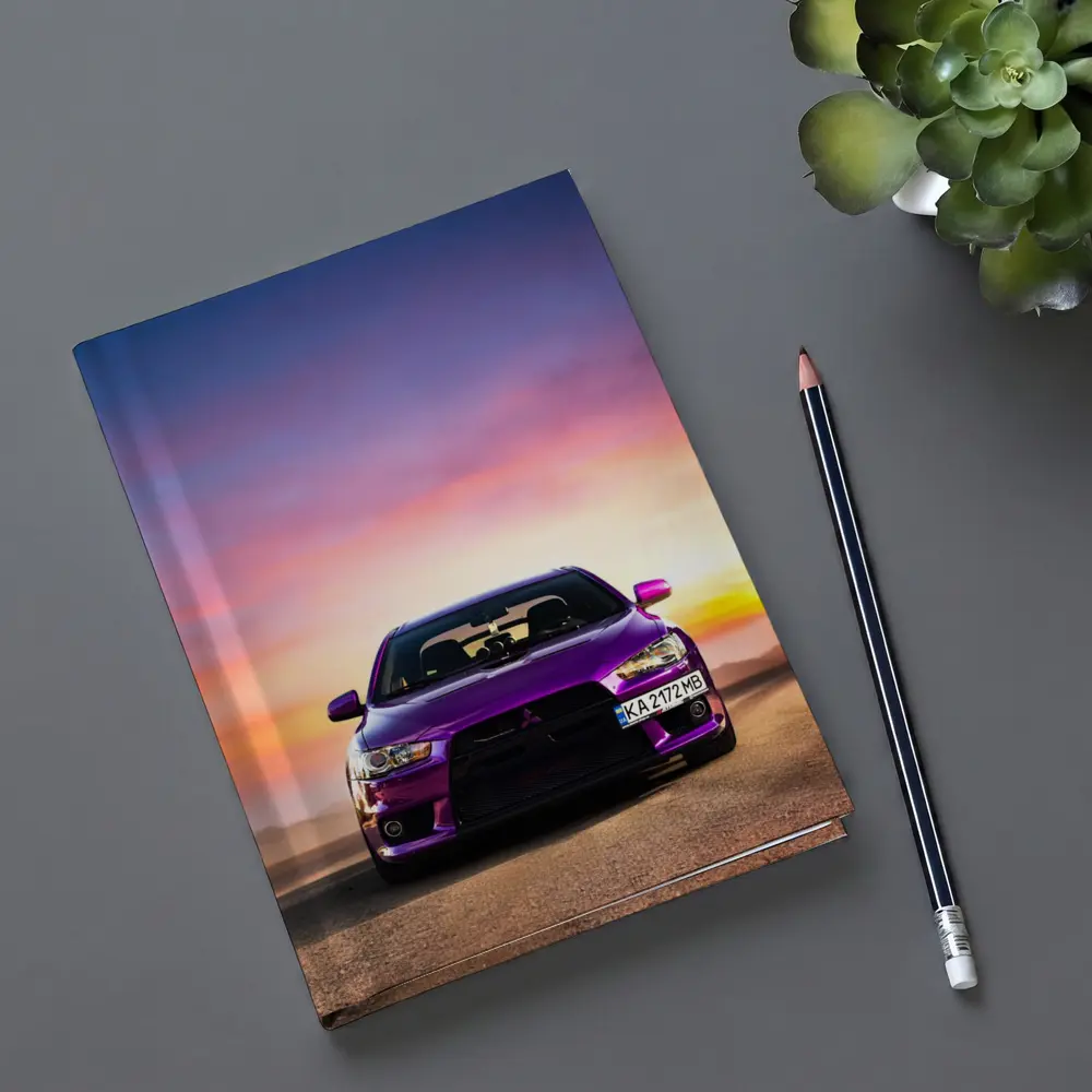 Mitsubishi Lancer Purple Car Sunset Sky – Notebooks