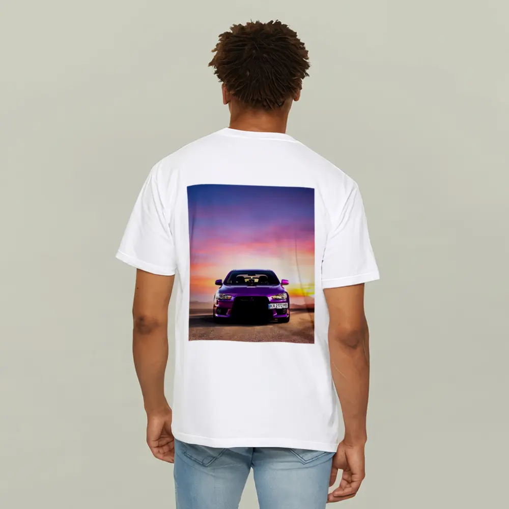 Mitsubishi Lancer Purple Car Sunset Sky – T-Shirts