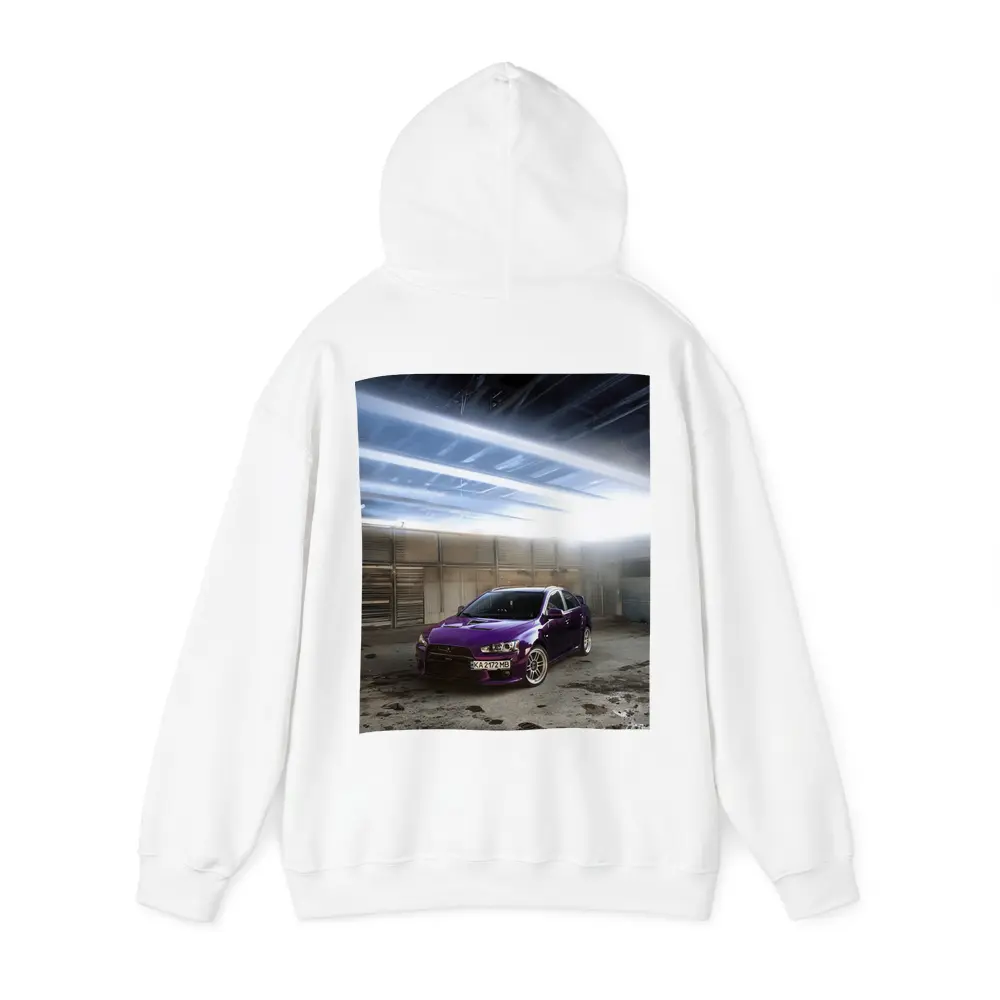 Mitsubishi Lancer Purple Inside Industrial Garage – Hoodies