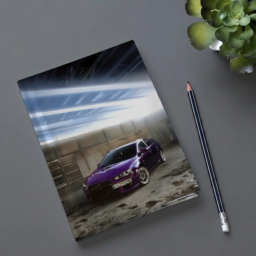 Mitsubishi Lancer Purple Inside Industrial Garage – Notebooks
