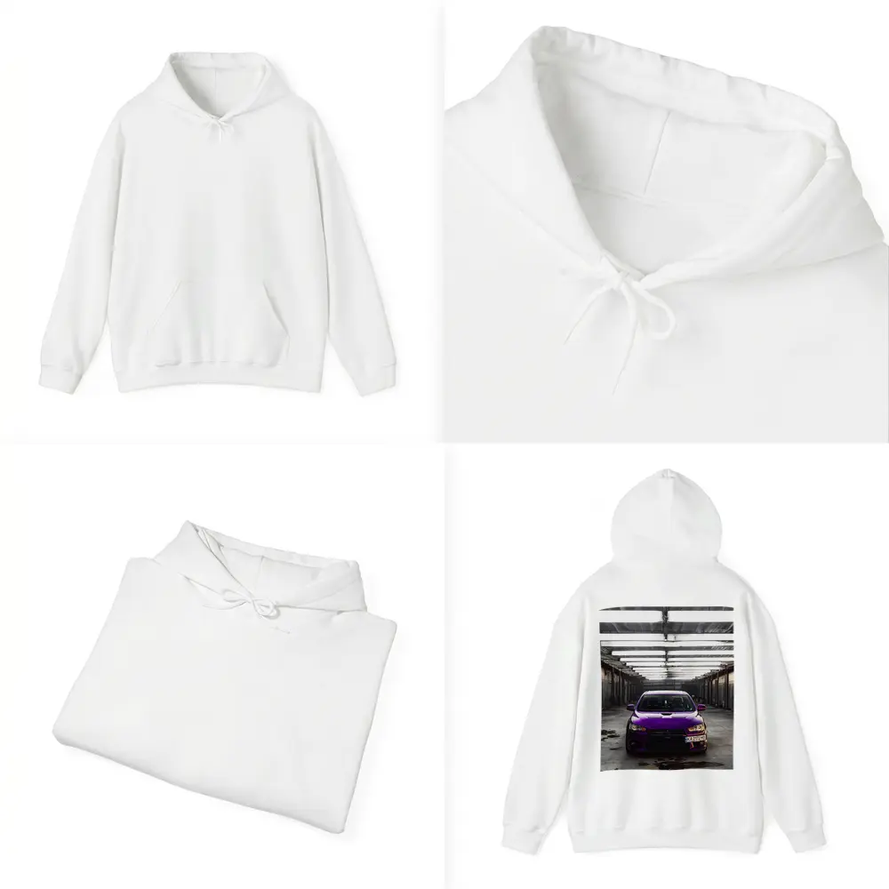 Mitsubishi Lancer Purple Inside Industrial Garage – Hoodies