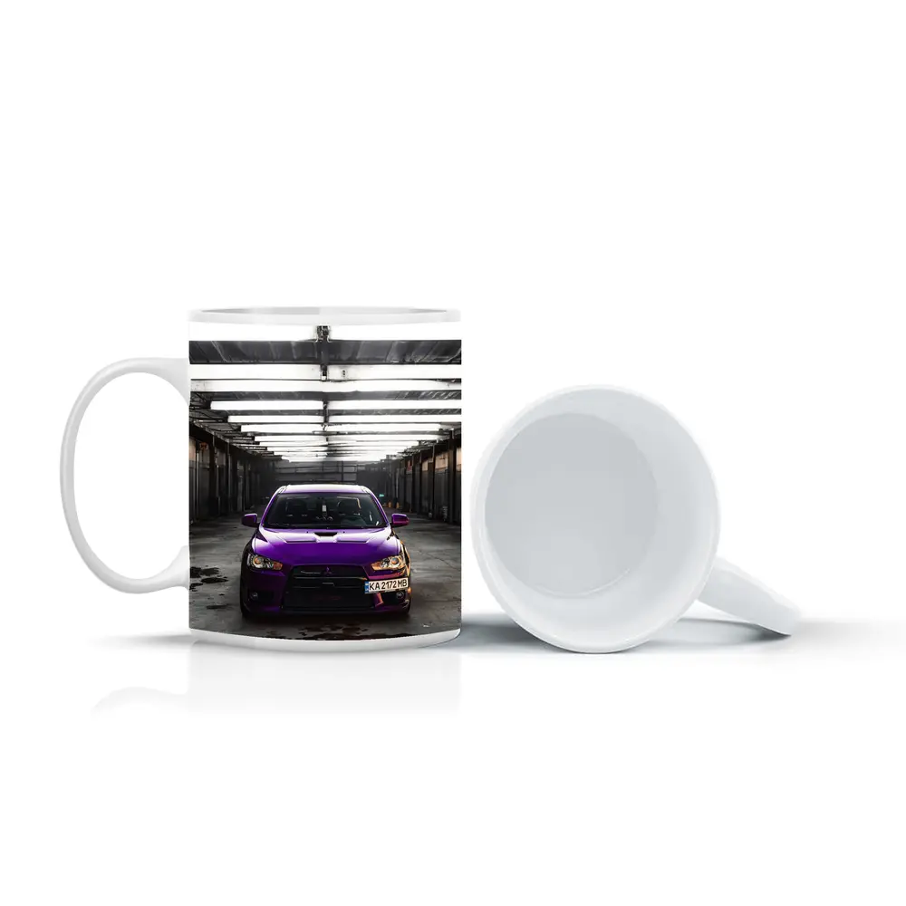 Mitsubishi Lancer Purple Inside Industrial Garage – Mugs
