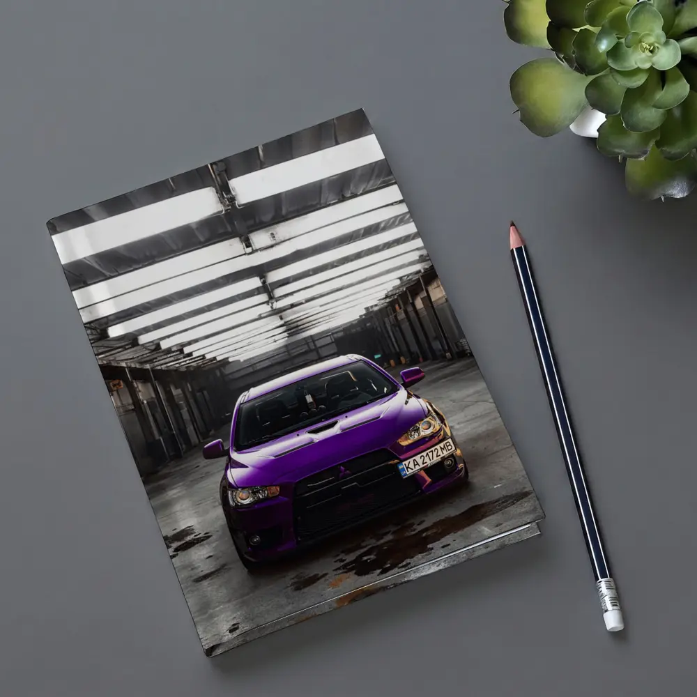 Mitsubishi Lancer Purple Inside Industrial Garage – Notebooks