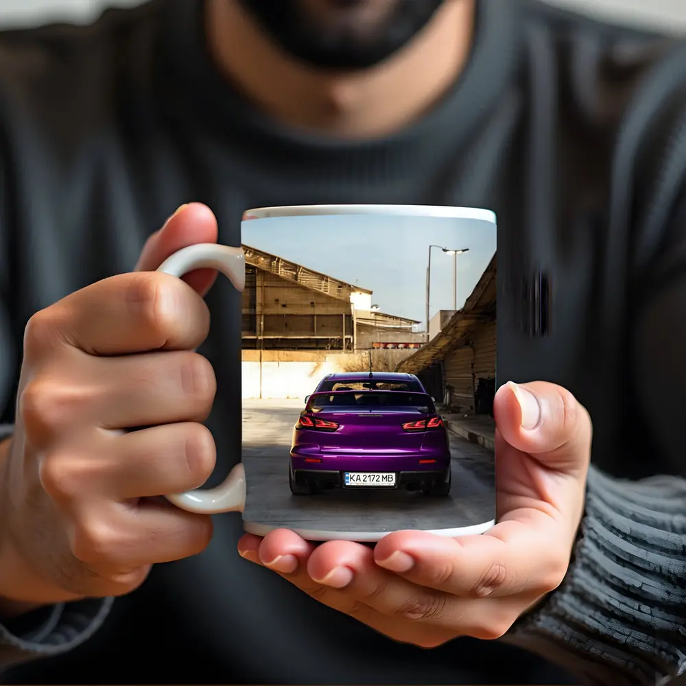 Mitsubishi Lancer Purple Rear Urban Garage – Mugs