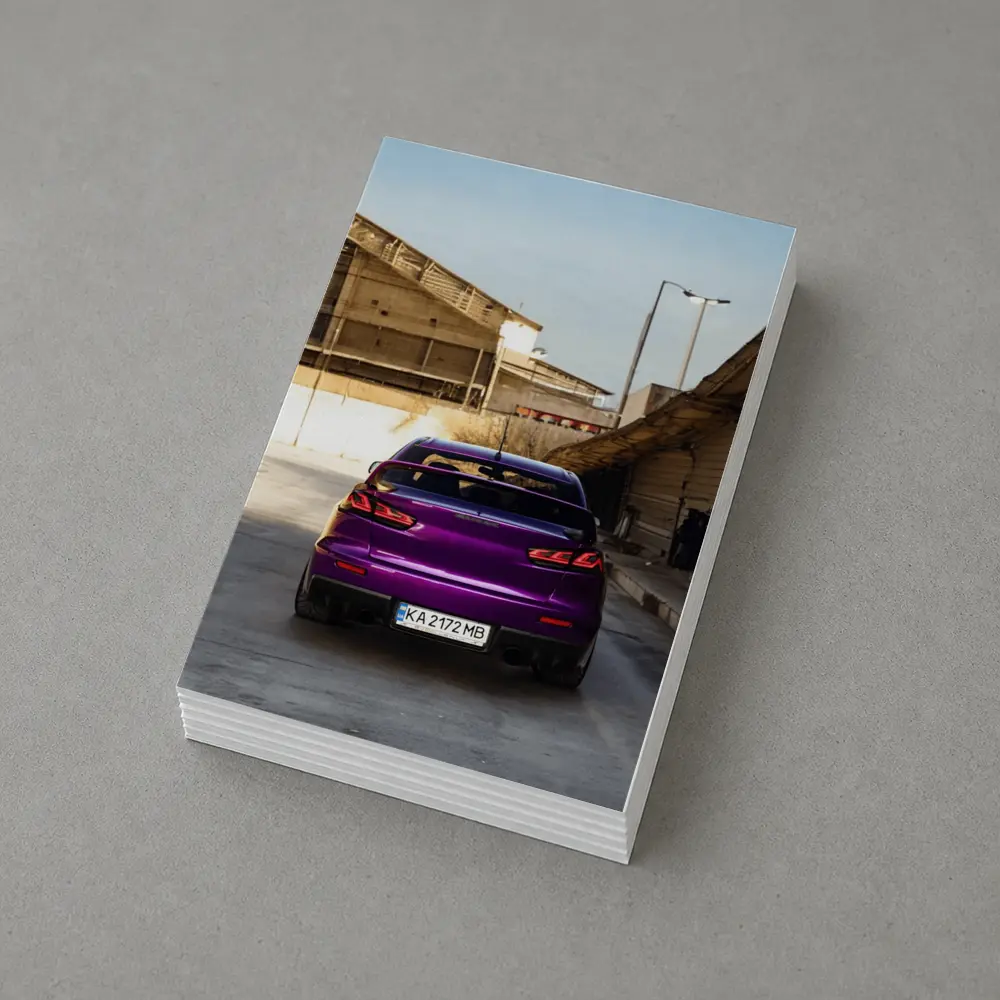Mitsubishi Lancer Purple Rear Urban Garage – Postcards