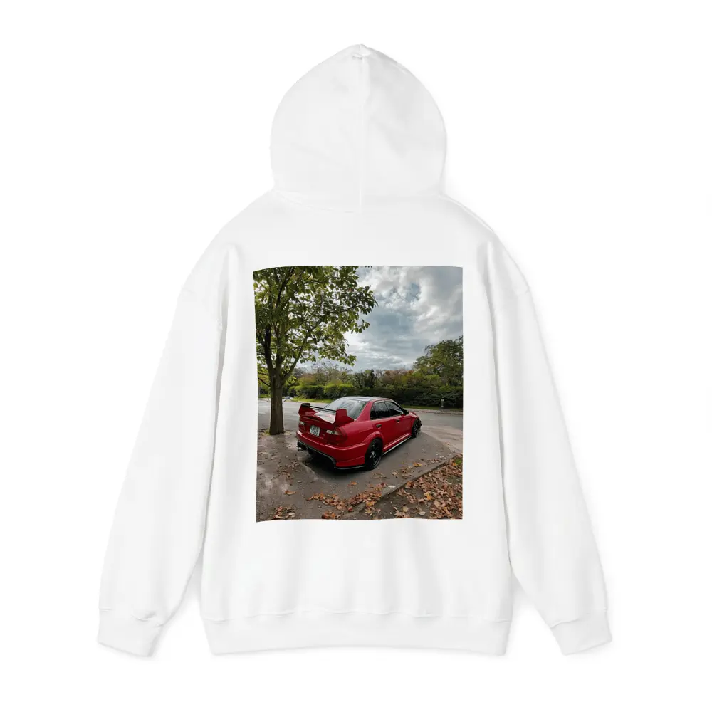 Red Mitsubishi Lancer Evolution Street Parking – Hoodies