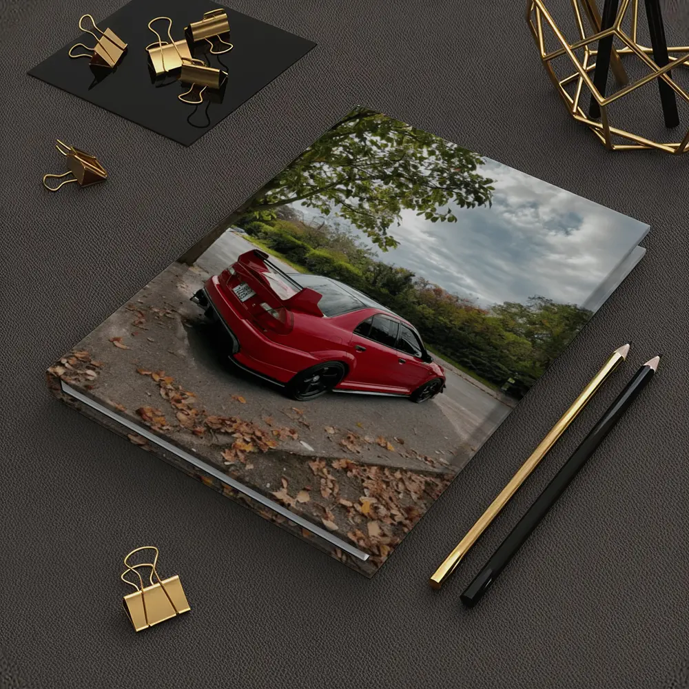 Red Mitsubishi Lancer Evolution Street Parking – Notebooks