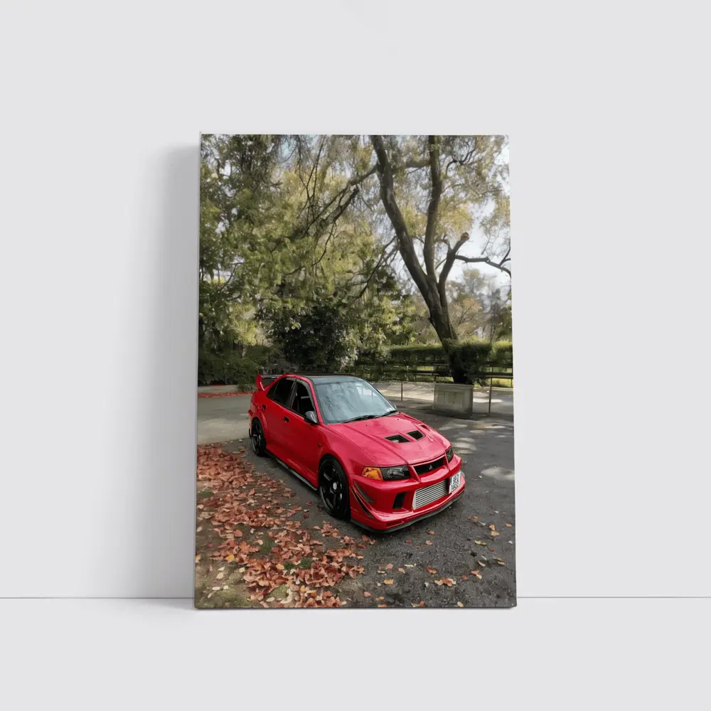 Mitsubishi Lancer Evolution Red Park Setting – Wall Art