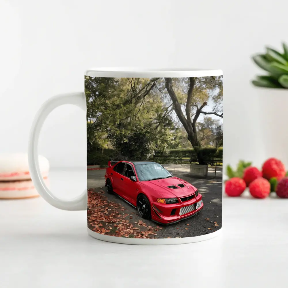 Mitsubishi Lancer Evolution Red Park Setting – Mugs