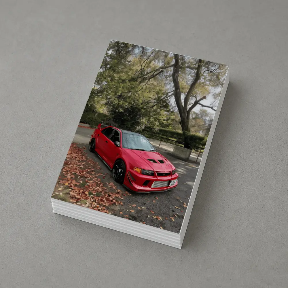 Mitsubishi Lancer Evolution Red Park Setting – Postcards