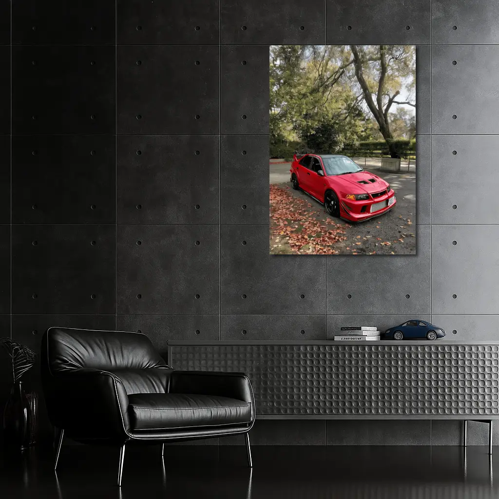 Mitsubishi Lancer Evolution Red Park Setting – Wall Art