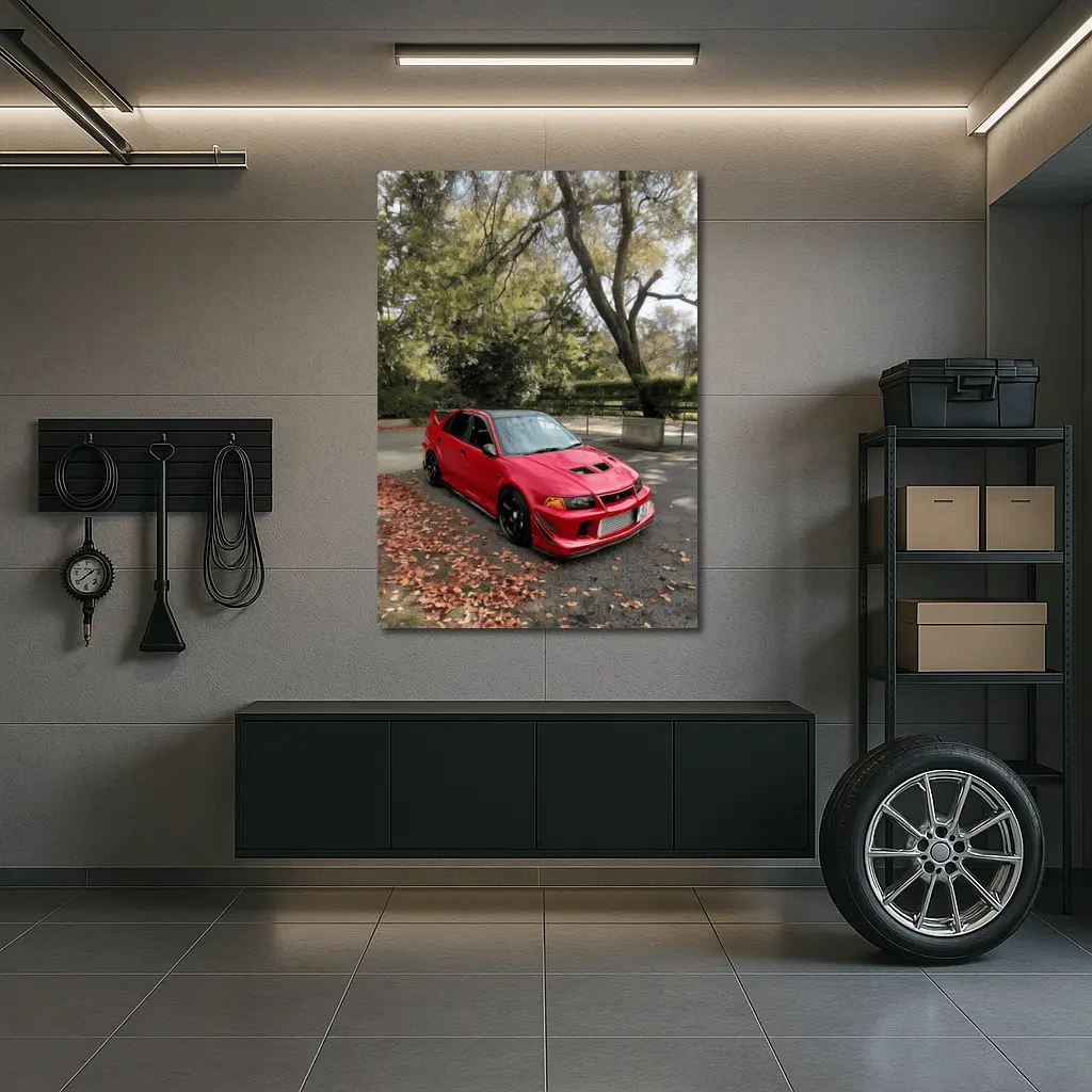 Mitsubishi Lancer Evolution Red Park Setting – Wall Art