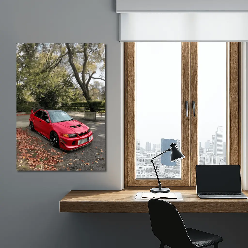 Mitsubishi Lancer Evolution Red Park Setting – Wall Art