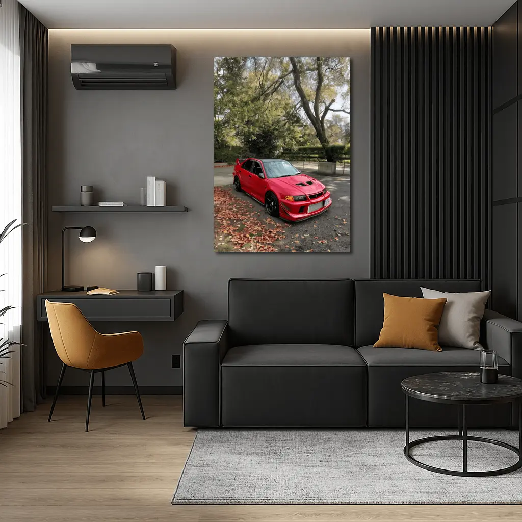 Mitsubishi Lancer Evolution Red Park Setting – Wall Art