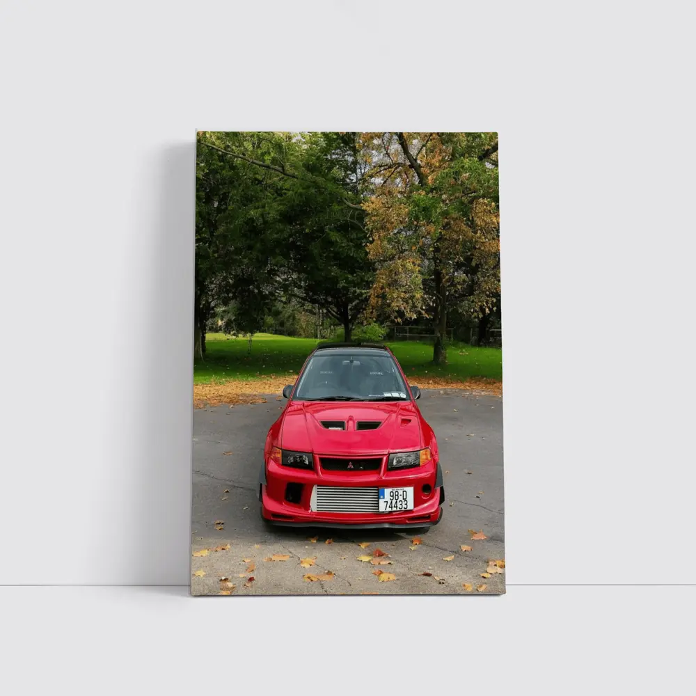 Red Mitsubishi Lancer Evo Park Setting – Wall Art
