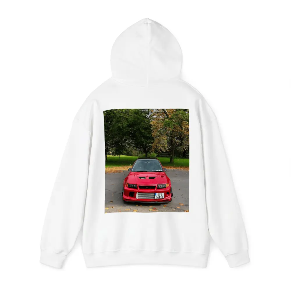 Red Mitsubishi Lancer Evo Park Setting – Hoodies