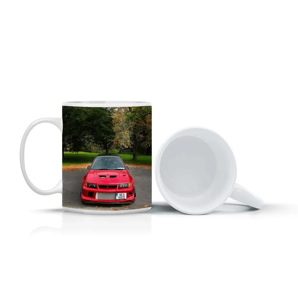 Red Mitsubishi Lancer Evo Park Setting – Mugs