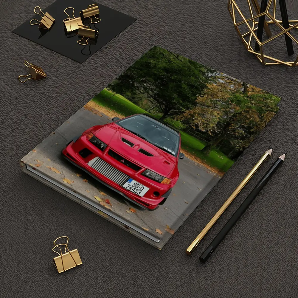 Red Mitsubishi Lancer Evo Park Setting – Notebooks