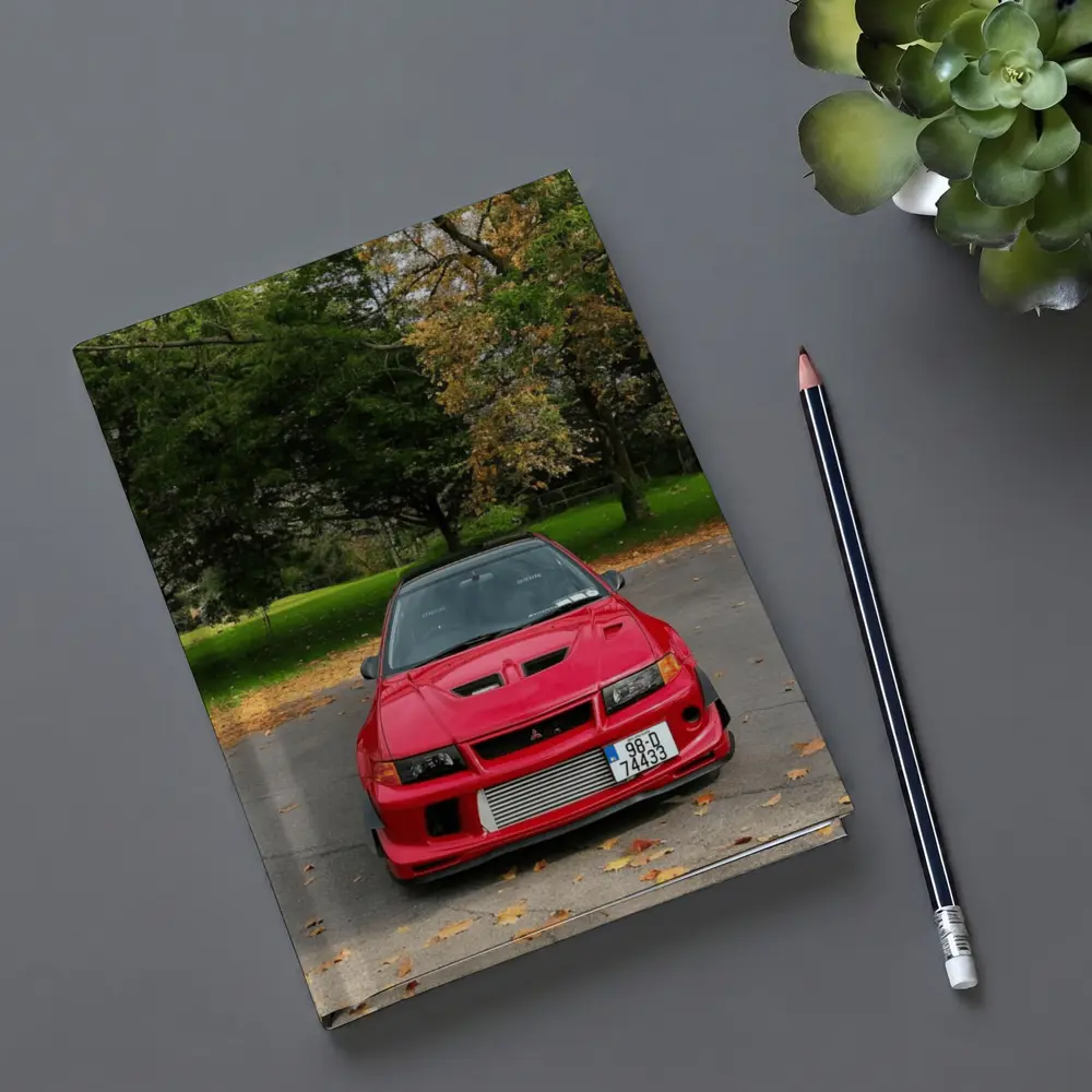 Red Mitsubishi Lancer Evo Park Setting – Notebooks