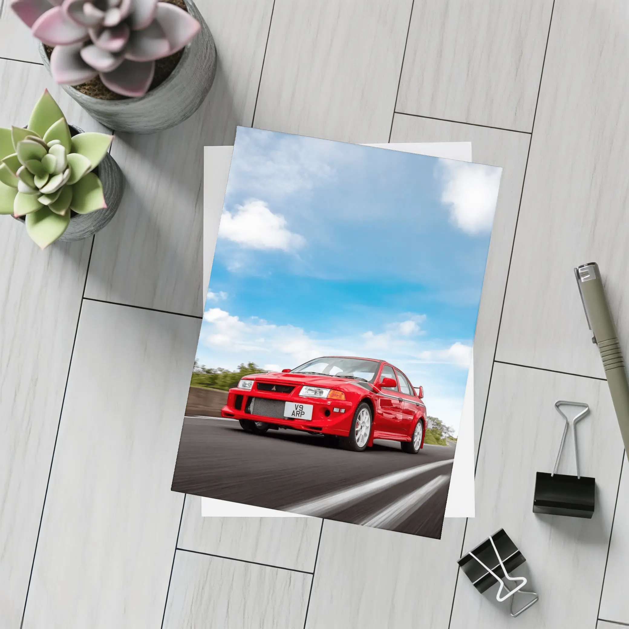 Mitsubishi Lancer Evolution Red Road Speed – Postcards
