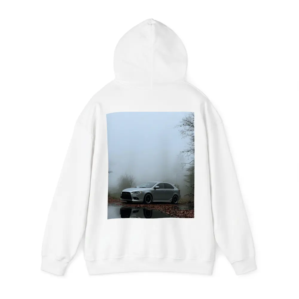 Mitsubishi Lancer Silver Car Foggy Forest – Hoodies