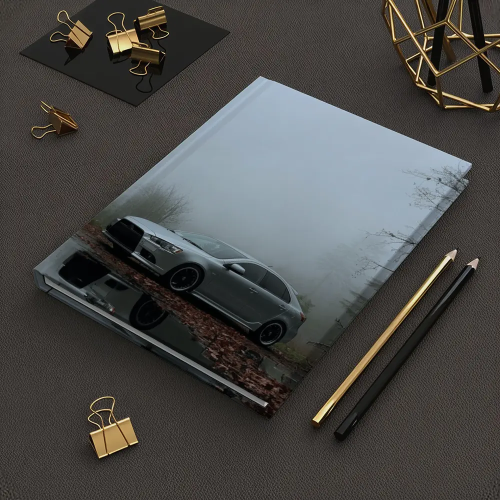 Mitsubishi Lancer Silver Car Foggy Forest – Notebooks