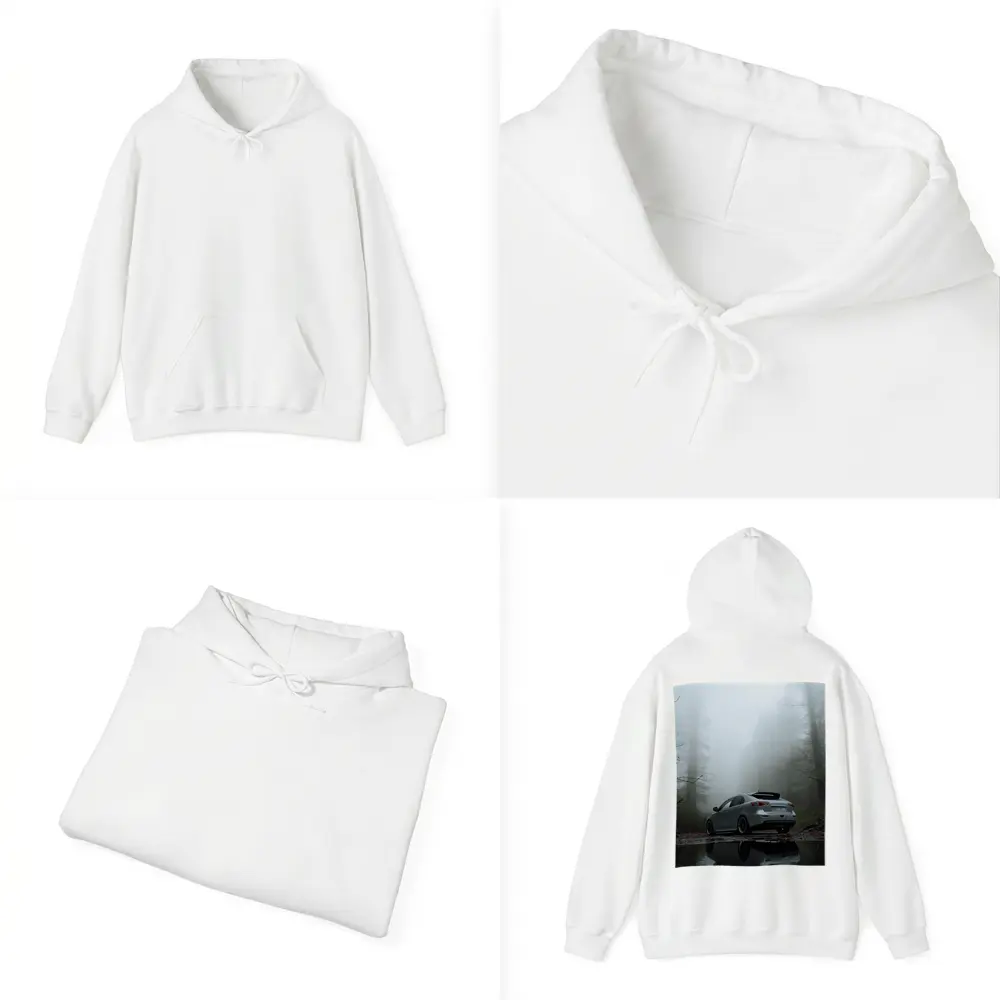 Mitsubishi Lancer Silver Car Foggy Forest – Hoodies