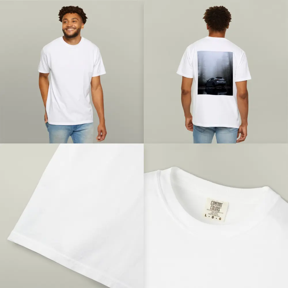 Mitsubishi Lancer Silver Car Foggy Forest – T-Shirts