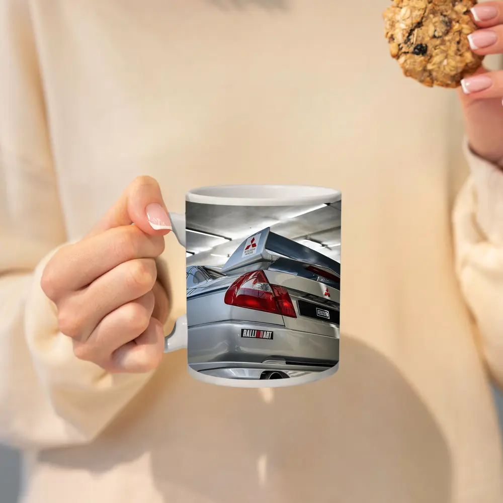 Mitsubishi Lancer Evolution Silver Garage Rear – Mugs
