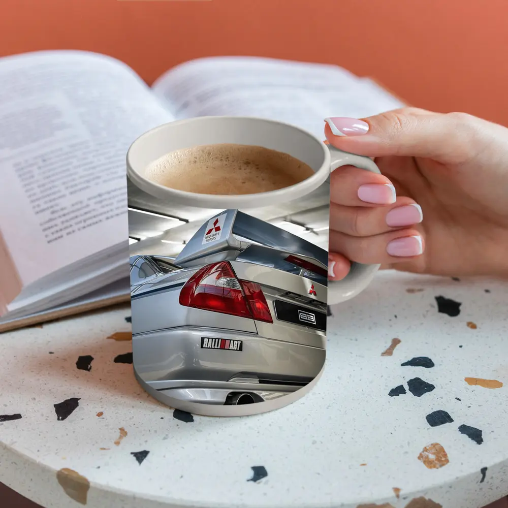 Mitsubishi Lancer Evolution Silver Garage Rear – Mugs