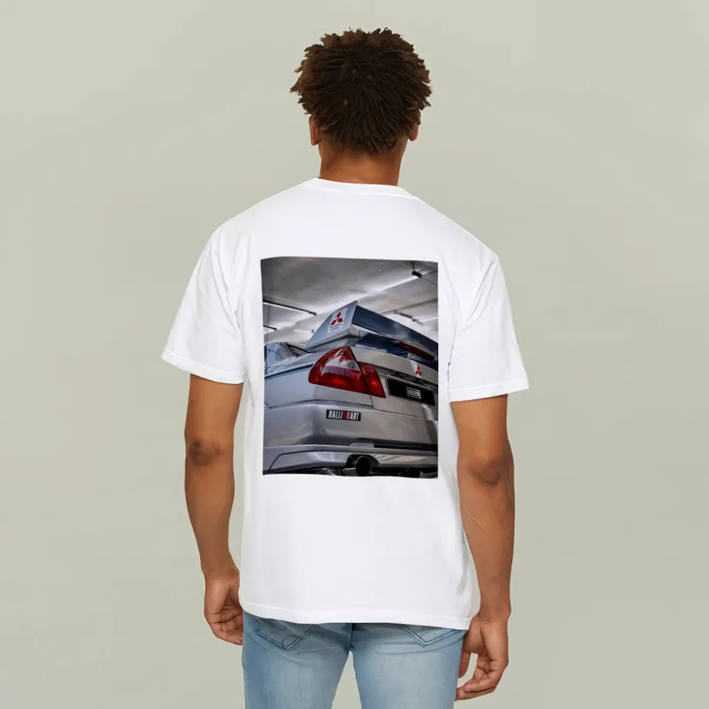 Mitsubishi Lancer Evolution Silver Garage Rear – T-Shirts
