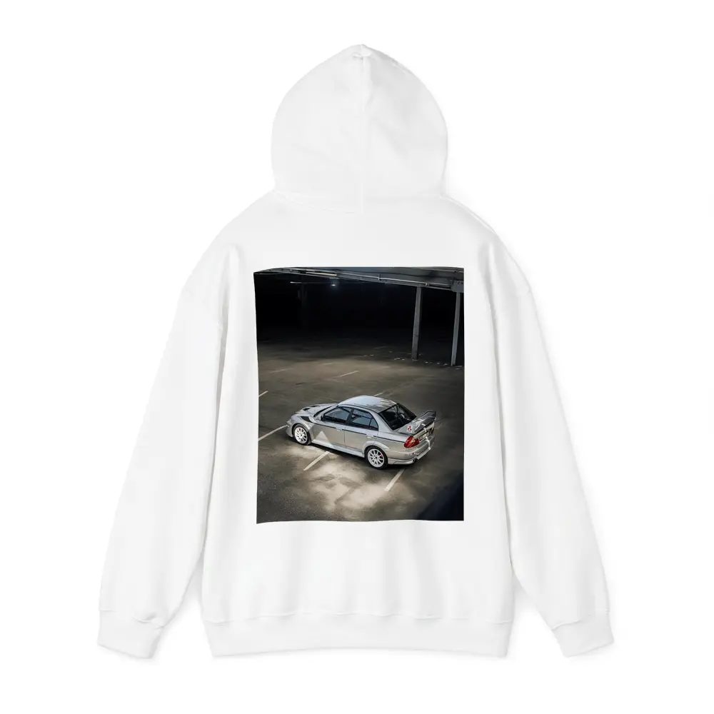 Mitsubishi Lancer Evolution Silver Parking Garage – Hoodies