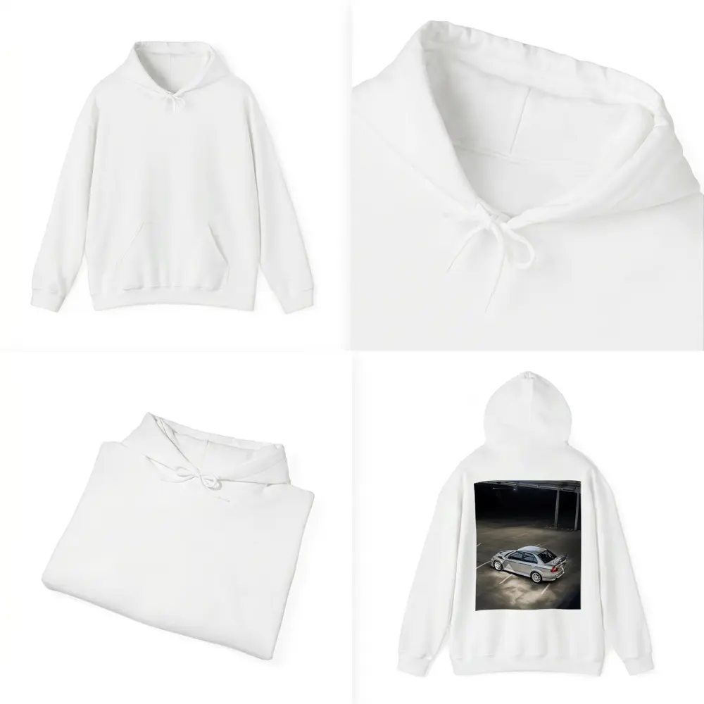 Mitsubishi Lancer Evolution Silver Parking Garage – Hoodies