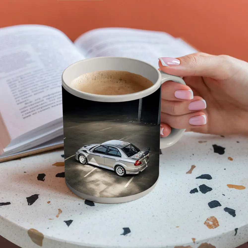 Mitsubishi Lancer Evolution Silver Parking Garage – Mugs
