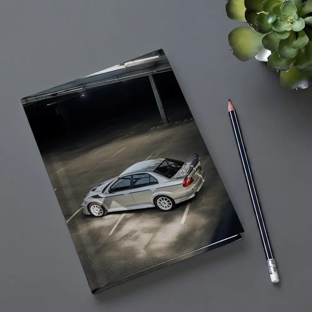 Mitsubishi Lancer Evolution Silver Parking Garage – Notebooks