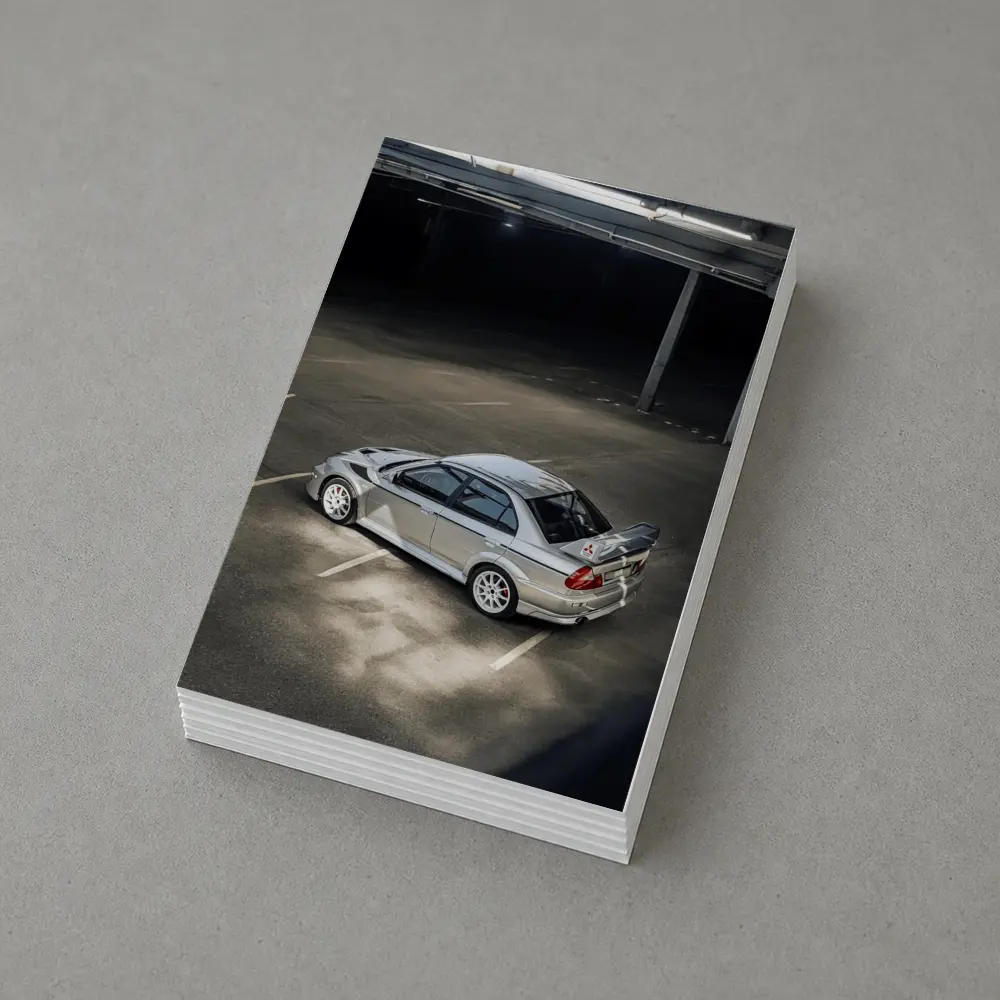 Mitsubishi Lancer Evolution Silver Parking Garage – Postcards
