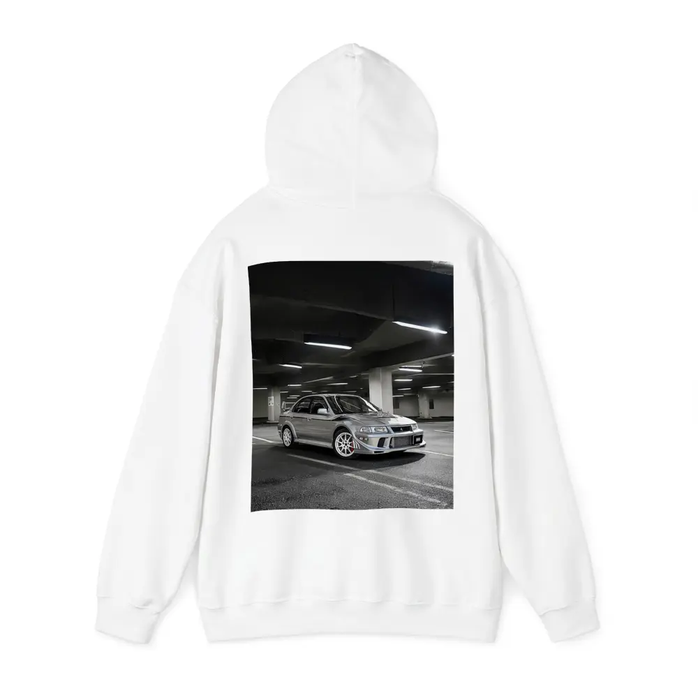 Mitsubishi Lancer Evolution Silver Parking Garage – Hoodies