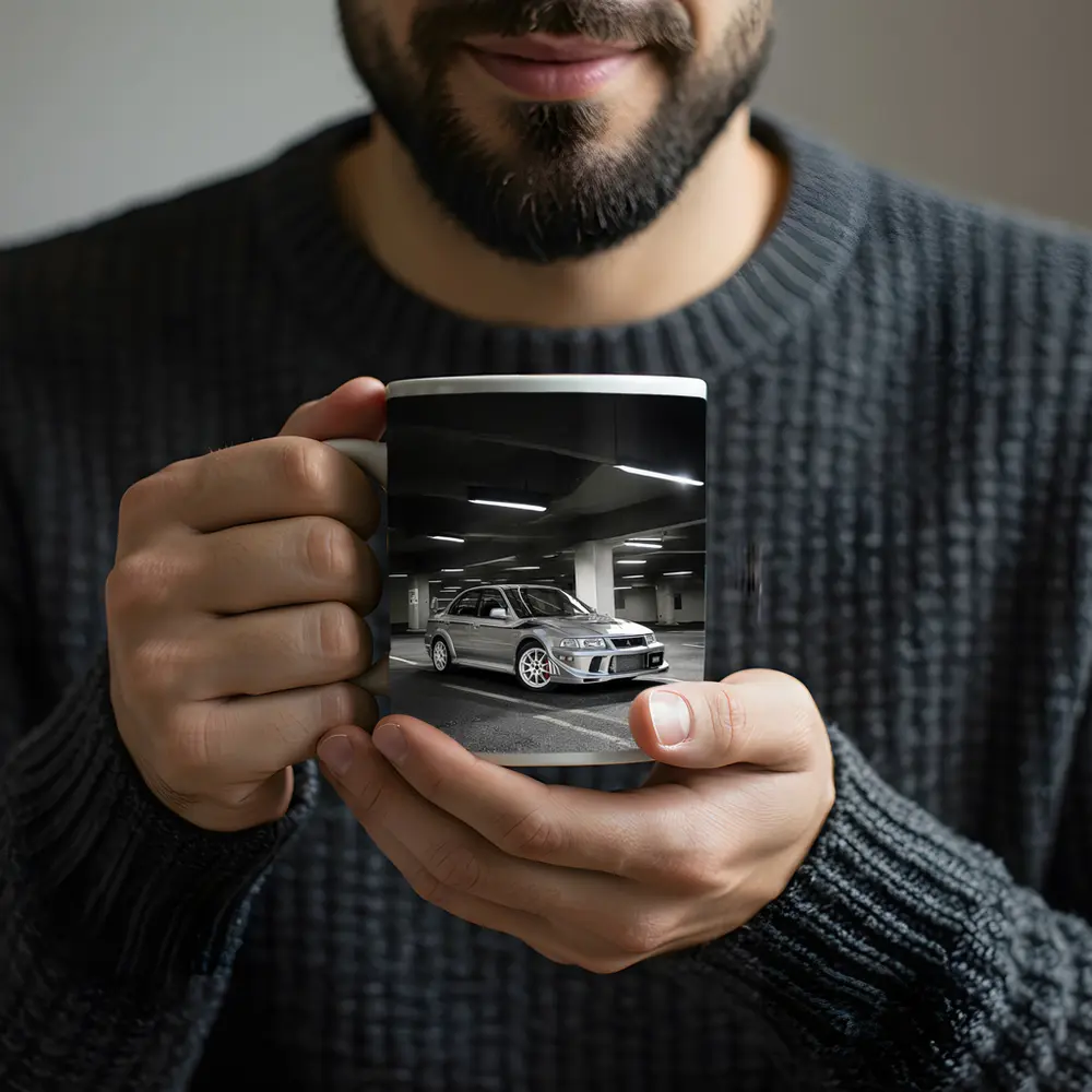 Mitsubishi Lancer Evolution Silver Parking Garage – Mugs