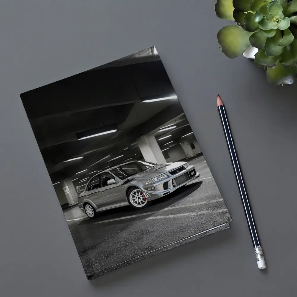Mitsubishi Lancer Evolution Silver Parking Garage – Notebooks