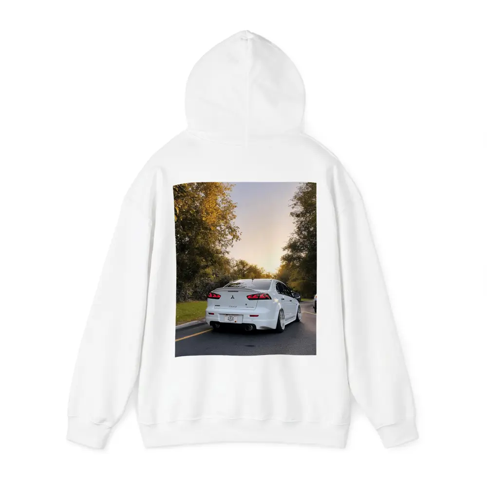 Mitsubishi Lancer White Slammed Street Sunset – Hoodies