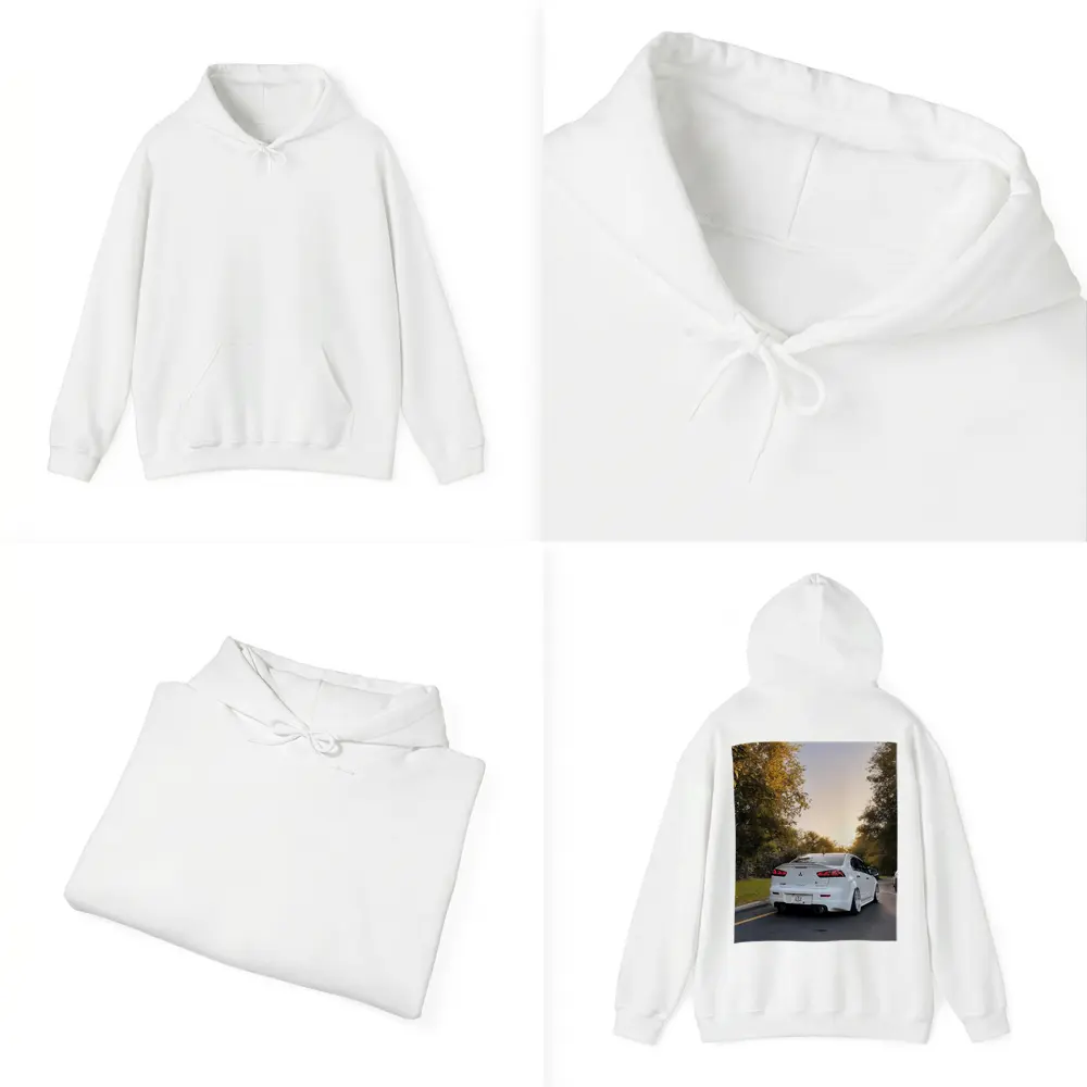 Mitsubishi Lancer White Slammed Street Sunset – Hoodies