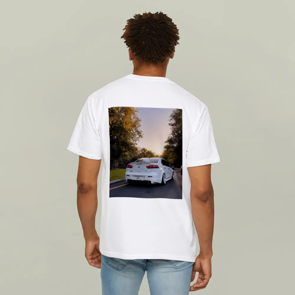 Mitsubishi Lancer White Slammed Street Sunset – T-Shirts
