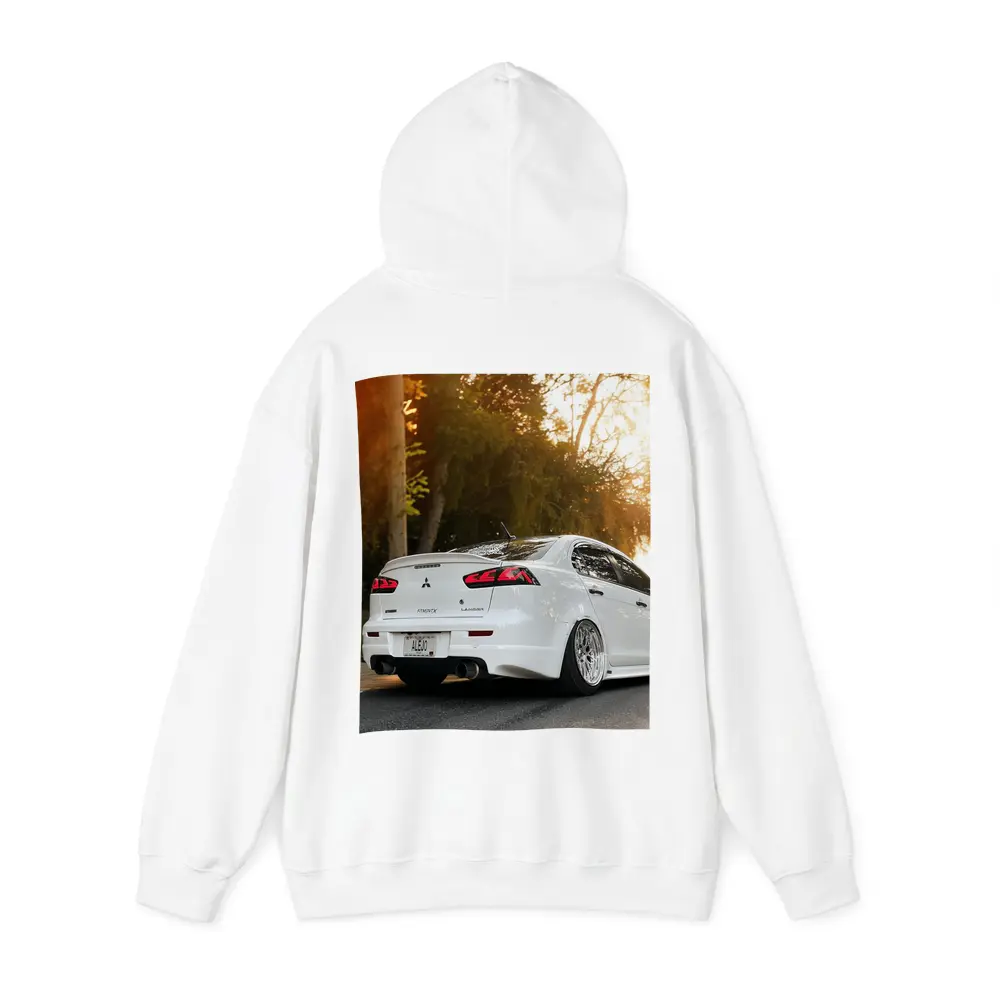 Mitsubishi Lancer White Car Sunset Street – Hoodies