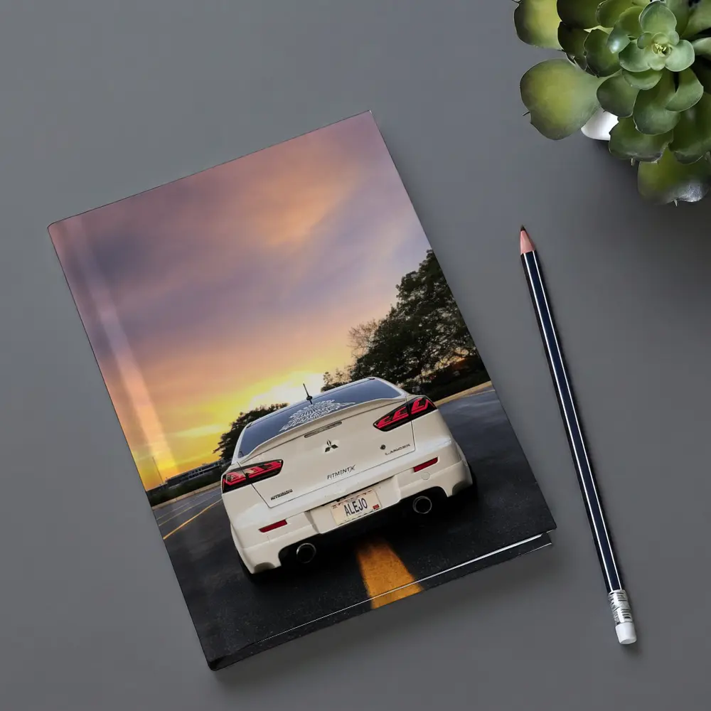 Mitsubishi Lancer White Rear Sunset Parking – Notebooks