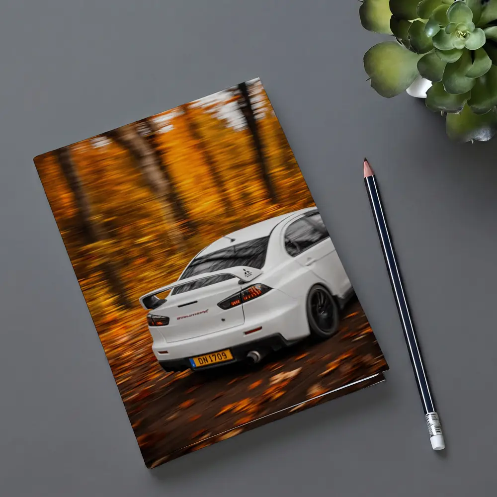 Mitsubishi Lancer Evolution White Autumn Forest – Notebooks
