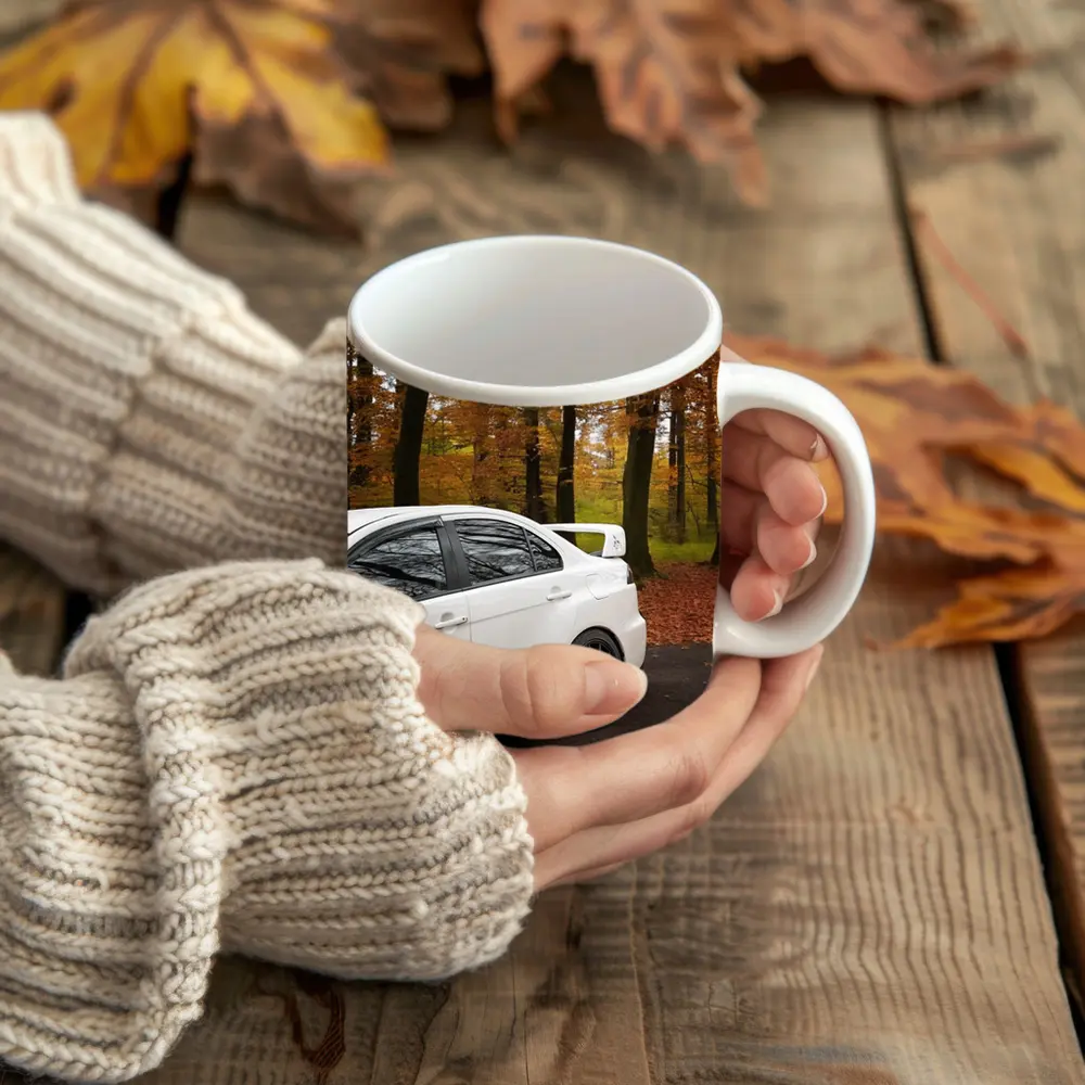 Mitsubishi Lancer Evo White Autumn Forest – Mugs