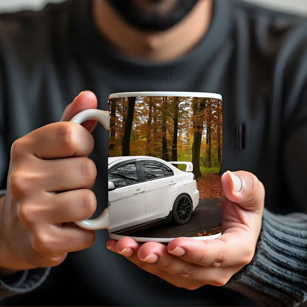 Mitsubishi Lancer Evo White Autumn Forest – Mugs