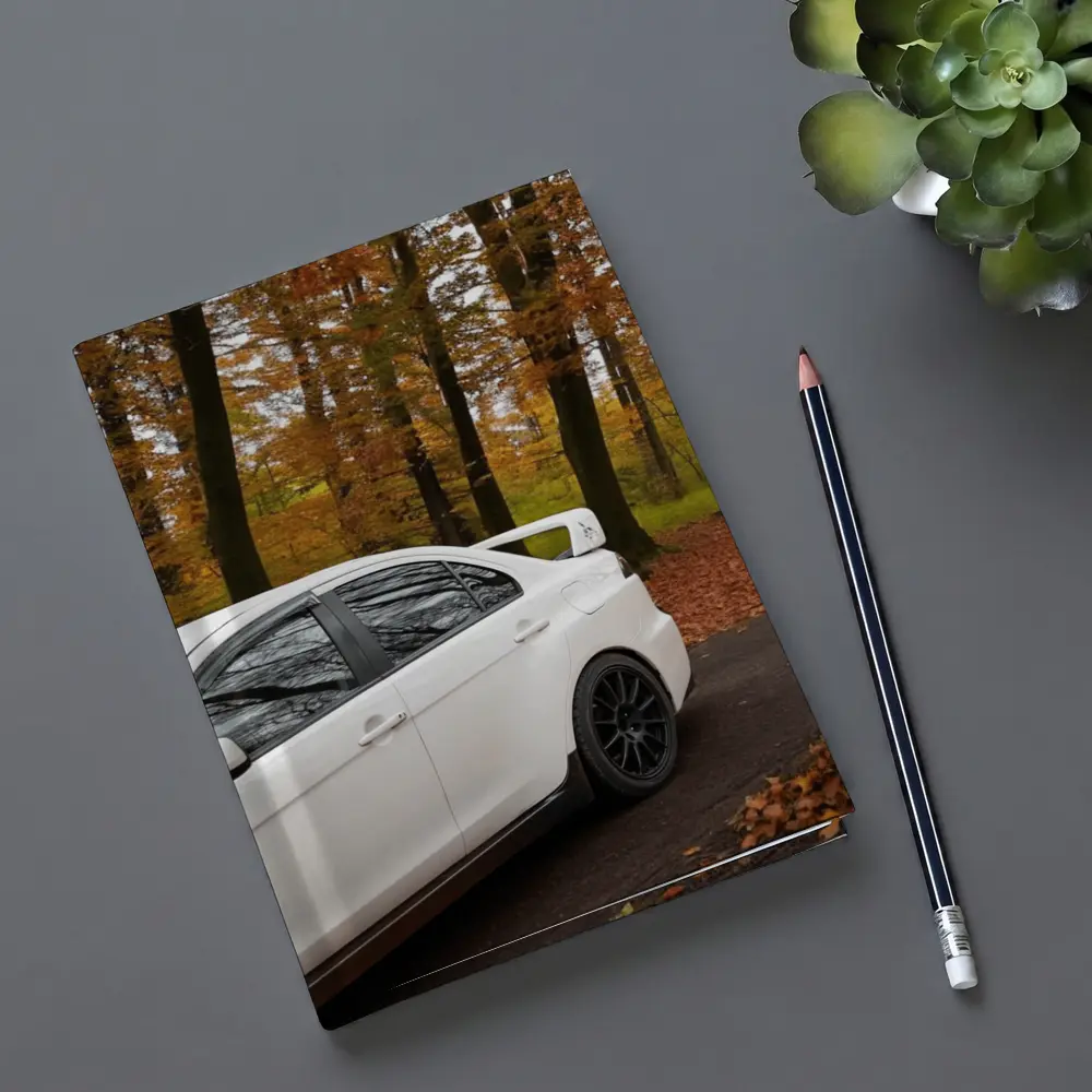 Mitsubishi Lancer Evo White Autumn Forest – Notebooks