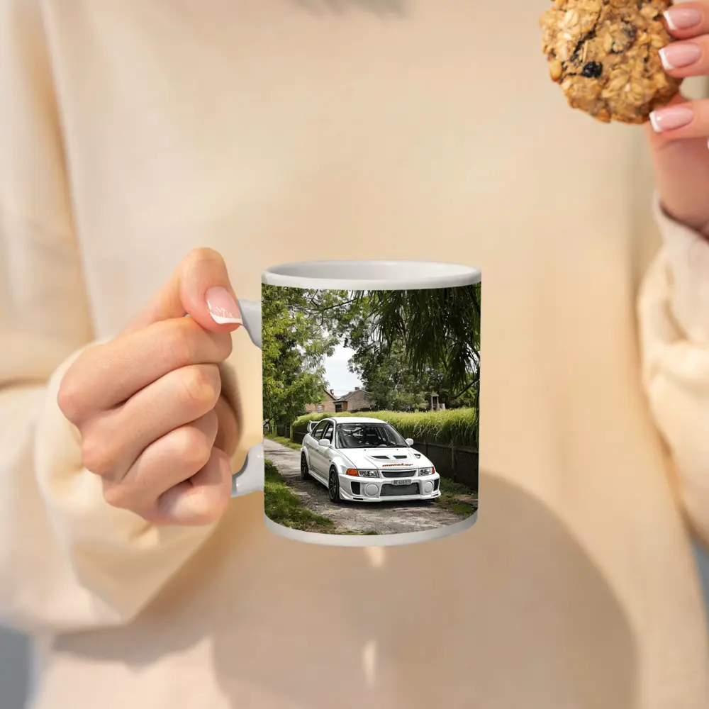 Mitsubishi Lancer Evolution White Gravel Road – Mugs